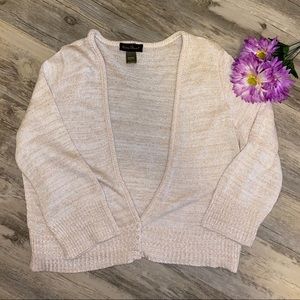 Ashley Stewart Ivory Gold Cardigan Shrug Size 2X